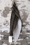 AVIVA JIFEI XUE 25 Spring and Summer Narrow Scarf AJX-SS25-NS-ECGNGS-NTGZ Mud Grid/Natural Gradient Stripes
